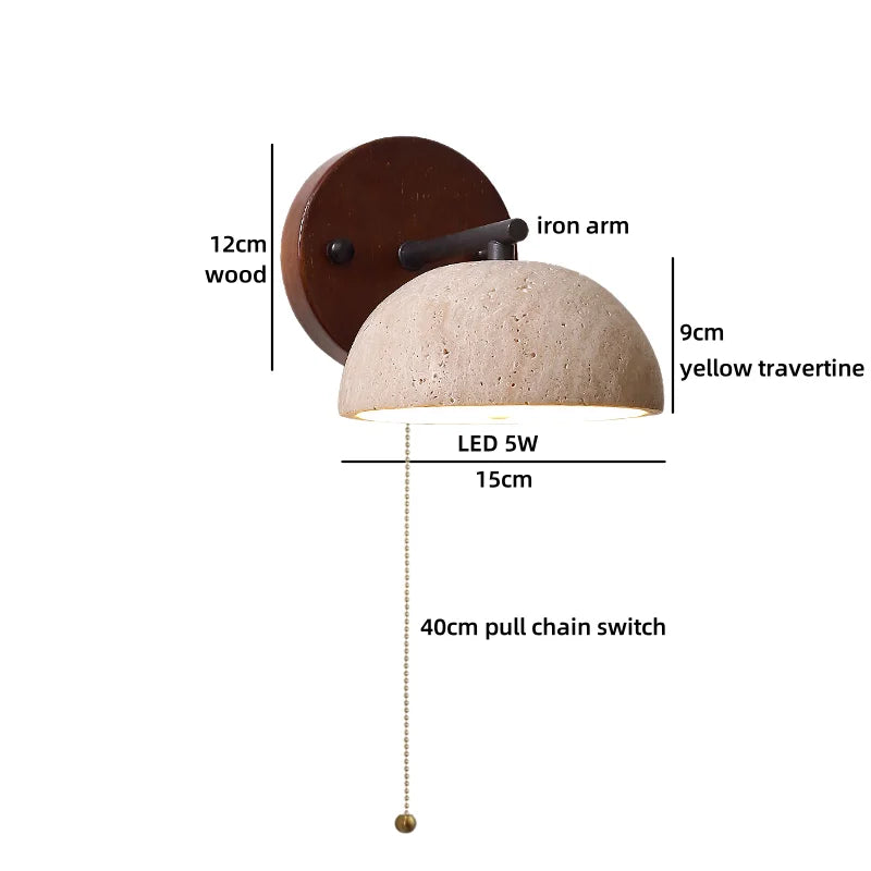 Axyaa Modern Nordic LED Wall Lamps Indoor Reading Yellow Travertine Wall Art Lighting