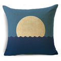 Axyaa Blue Texture Print Linen Cushion Case for Living Room Sofa - 40cm/45cm/50cm