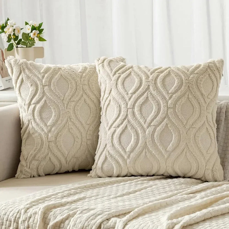 Axyaa Soft Plush Faux Wool Yellow Pillow Covers for Sofa Living Room