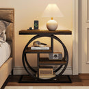 Axyaa Industrial 4-Tier Wood Side Table with Storage Shelves