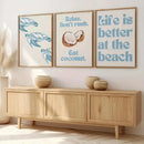Coconut Turtle Animal Canvas Print Coastal Wall Art Poster for Modern Living Room by Axyaa