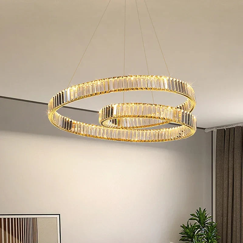 Axyaa Crystal LED Pendant Chandelier for Living and Dining Room