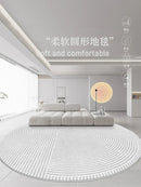 Axyaa Modern Art Minimalist Round Rug for Living Room Decor and Bedroom Carpet