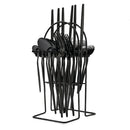 Axyaa 24-Piece Stainless Steel Cutlery Set for 6 - Black Gold Silverware