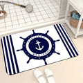 Axyaa Blue Emblem Pattern Diatom Mud Floor Mat: Super Non-Slip & Absorbent
