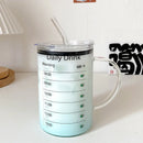 Axyaa 1000ml Glass Cups with Lid & Straw, Cute Coffee Mugs, Big Drinkware