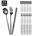 Axyaa Luxury Golden Korean Stainless Steel Dinnerware Set 24Pcs
