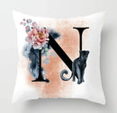 Axyaa Flower Cat Alphabet Pillowcase 45x45cm Cushion Cover, Modern Home Decor