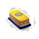 Axyaa Ceramic Butter Plate with Lid, Hand-painted Square Dim Sum & Cheese Plate