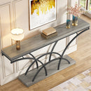 Axyaa 70.9" Gray Console Table with Wood Top, Modern Entryway Accent Furniture