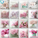 Axyaa Pink Flower Pattern Decorative Cushion Cover for Sofa Pillows - Polyester Material