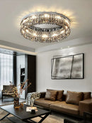 Axyaa Crystal Ceiling Light: Modern Round LED Fixture for Living Room, Bedroom, Dining Room