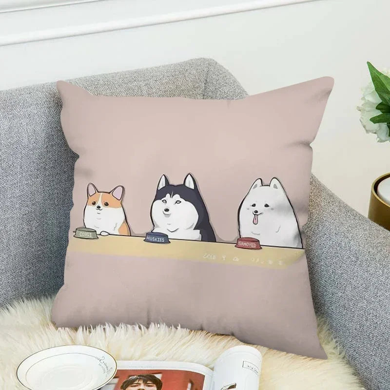 Axyaa Shiba Inu Cushion Cover 45x45cm for Bed or Chair Decor