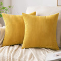 Axyaa Corduroy Striped Throw Pillow Covers for Couch Sofa Bedroom 18x18 Inch