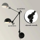 Axyaa Nordic Telescopic Folding Wall Lamp, Adjustable Long Arm, Rotatable E14 for Indoor Lighting