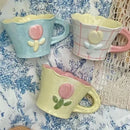 Axya Flower Mug: Hand-Painted Ceramic, Ins Style, Underglaze Color, Kitchen Drinkware