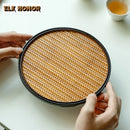 Axyaa Bamboo Banquet Serving Tray | Decorative Tea Plate for Coffee Bread Dessert