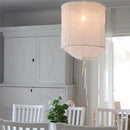 Axyaa White Linen Pendant Lamp: Nordic Design Bamboo LED Lighting for Indoor Spaces