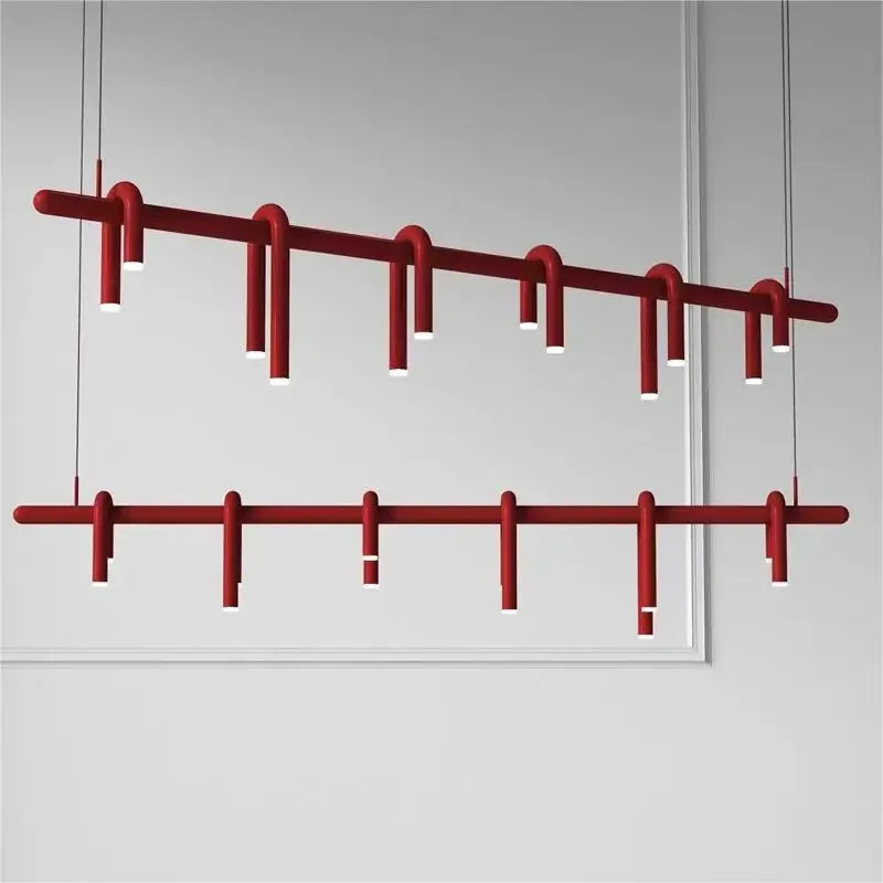 Axyaa Nordic Metal Tube Chandelier: Stylish U-shaped LED Lighting for Living Room, Bedroom & Restaurant