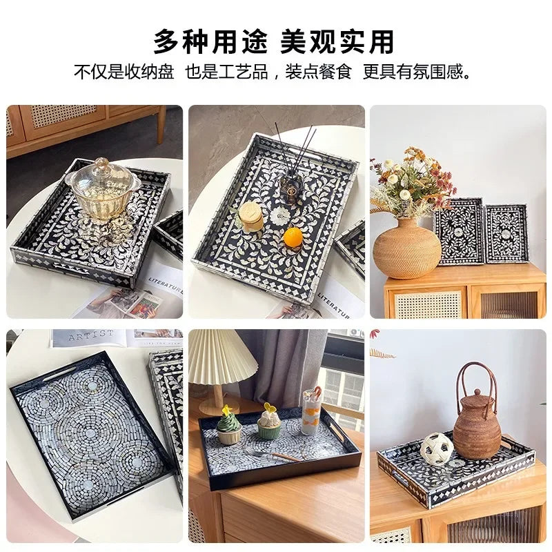 Axya Black Square Tray for Elegant Home Decor & Dining