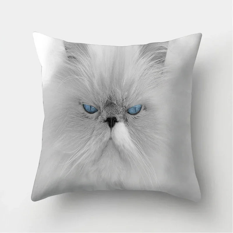 Cute Cat Print Cushion Cover for Sofa Decor by Axyaa