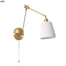 Axyaa Ceramic LED Wall Lamp Pull Chain Switch Nordic Copper Wandlamp