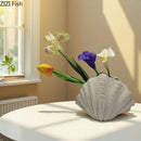 Axyaa Seashell Shape Ceramic Vase for Room Aesthetic Decor & Artificial Flower Arrangement