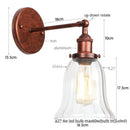 Axyaa Loft Rustic Clear Glass LED Wall Light - Industrial Style Iron Wall Lamp