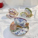 Axyaa Gold Enamel Flower Bird Mug & Saucer Set - 220ML