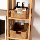 Axyaa Natural Rattan Storage Basket with Handles - Breathable & Sturdy Rectangle Display Box