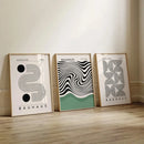 Retro Black Green Bauhaus Abstract Posters by Axyaa: Geometric Modern Wall Art Collection
