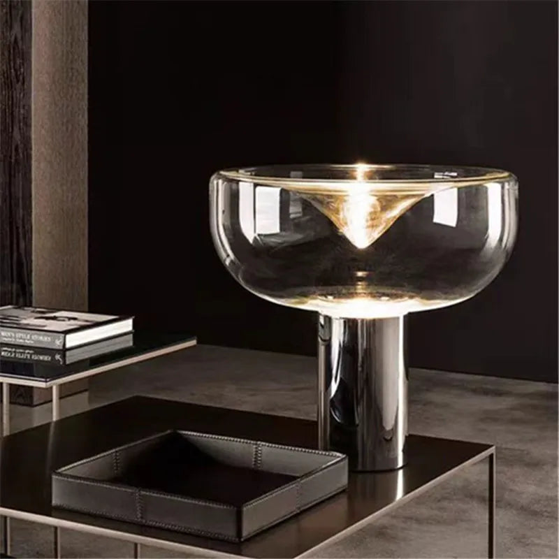 Axyaa Aella Glass Table Lamp: Luxury Art Clear Lamp for Office Bedroom Decor