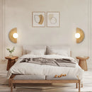 Axyaa Modern LED Stone Wall Light Fixture White Glass Globe Yellow Travertine