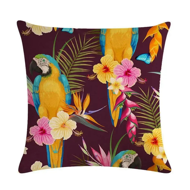 Axyaa Tropical Plant Design Linen Pillowcase Floral Print 45*45cm