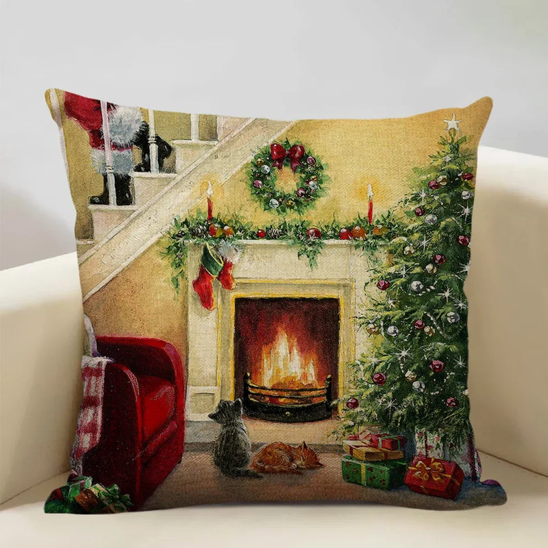 Axyaa Christmas Tree Santa Claus Cushion Cover 45x45cm