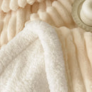 Axyaa Cozy Striped Coral Fleece Blanket | Thick Warm Plush Sofa Throw Queen Bedspread