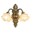 Axyaa Medieval Style Copper Wall Lamp, LED Flower Lighting for Bedroom and Living Room