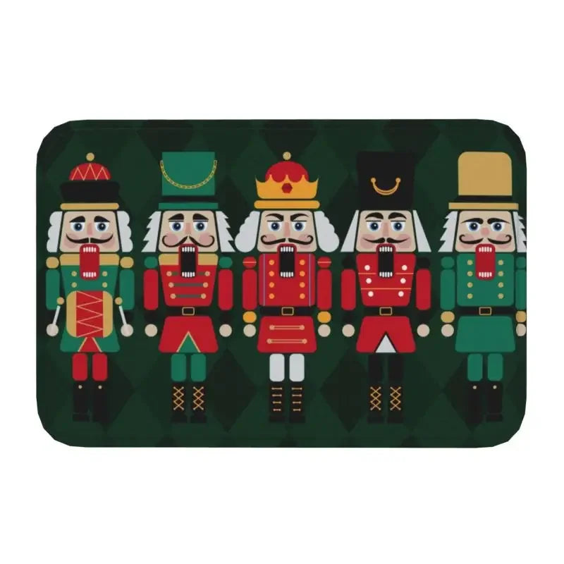 Axyaa Christmas Nutcracker Welcome Mat: Festive Home Decor Anti-Slip Carpet