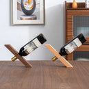 Axyaa Slanted Wood Wine Rack: Modern Minimalist Red Wine Bottle Holder