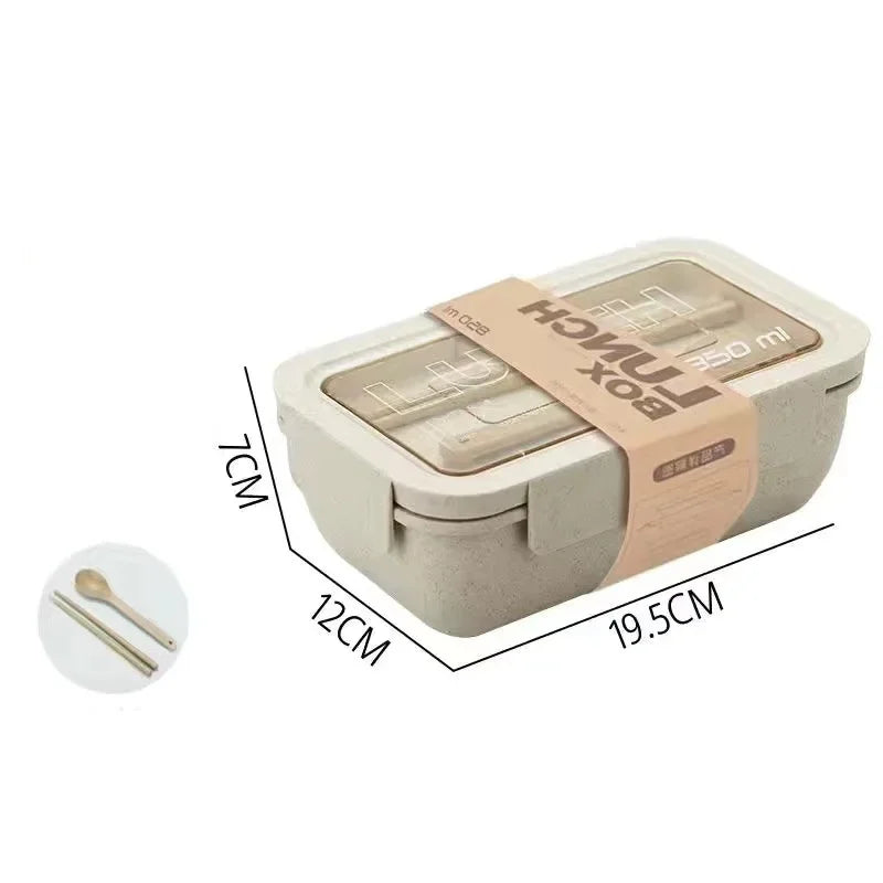 Axyaa Wheat Straw Lunch Box with Lid - Portable Bento Box for Students