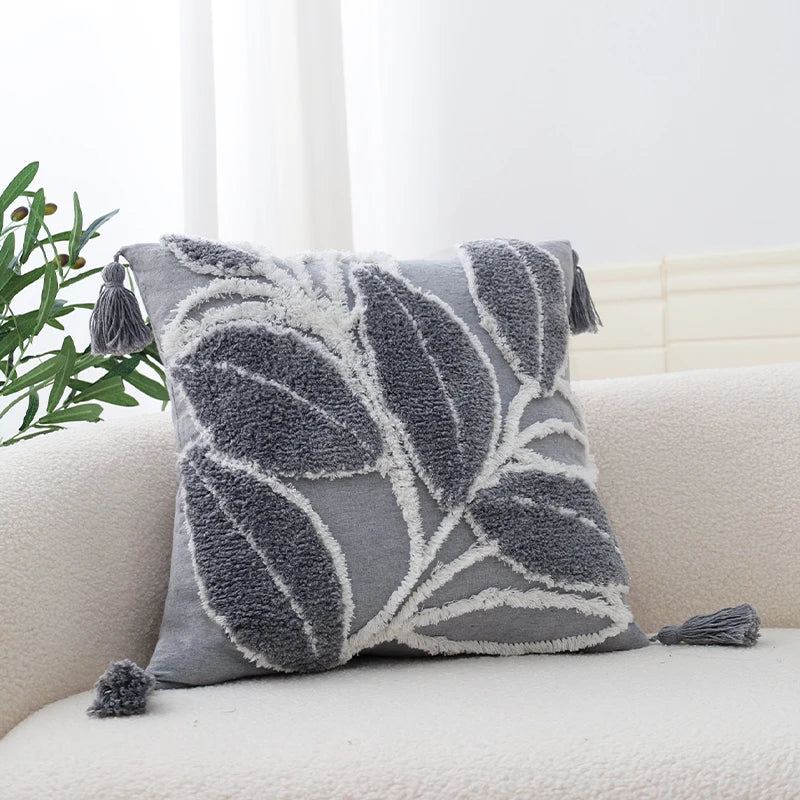 Axyaa Tufted Cushion Cover With Tassel - Mori Style Home Decor Pillowcase
