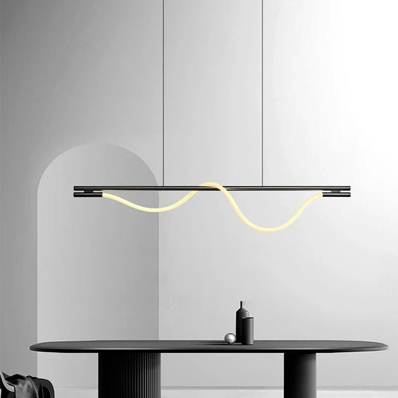 Axyaa Black Metal Bar Office Chandelier - Minimalist Nordic Design