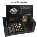 Axyaa Black & Gold Stainless Steel Cutlery Set - Knife, Fork, Spoon