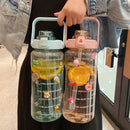 Axyaa Portable Straw Water Bottle with Time Marker - Large Capacity for Sports and Fitness