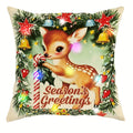 Axyaa LED Luminous Christmas Pillowcase with Santa Claus and Fawn Pattern