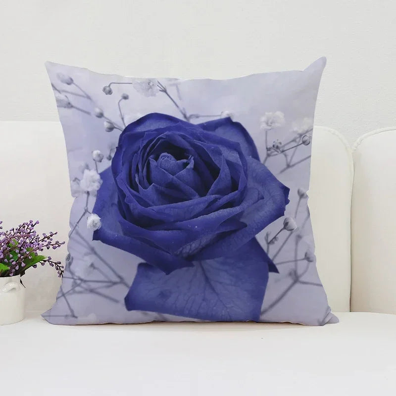 Axyaa Velvet Floral Pillow Covers for Home Decor and Sofa, 50x50 Throw Pillowcases
