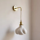 Axyaa Nordic Ceramic Copper LED Wall Sconce Light for Bedroom Bathroom Corridor