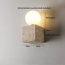 Axyaa LED Wall Lamp Switch Yellow Travertine Stone Black Iron Wabi Sabi Light