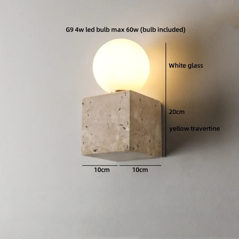 Axyaa White Glass Stone LED Wall Lamp for Living Room, Bedroom, Bathroom Mirror Lighting