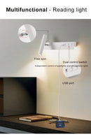 Axyaa Nordic LED Wall Lamp with USB Charging, Adjustable Angle, and Switch